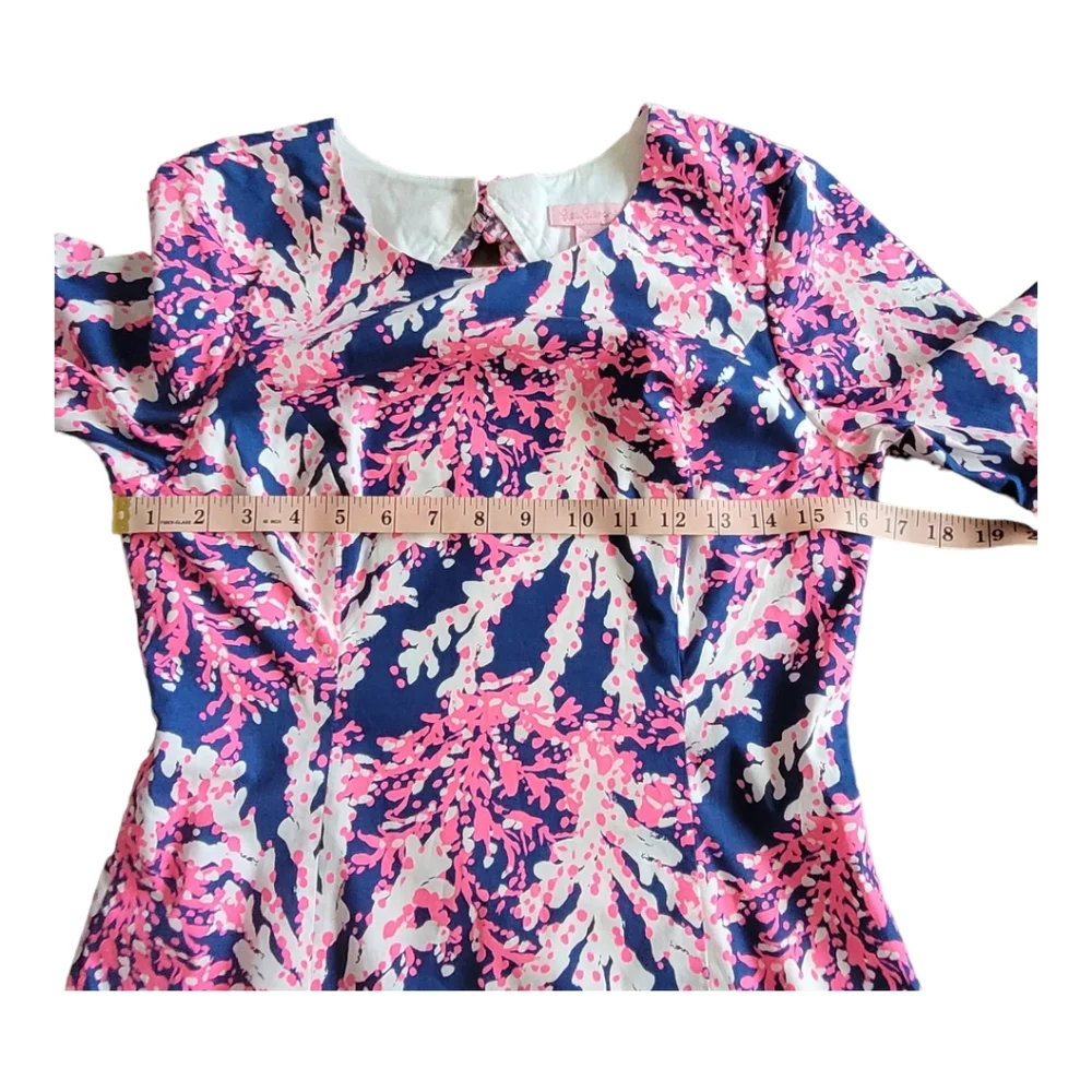 Lilly Pulitzer Fiesta Stretch Dress Nauti Navy Beyond the Sea Pink Coral Size 2